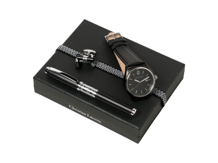 Подарочный набор: часы наручные, запонки, ручка роллер