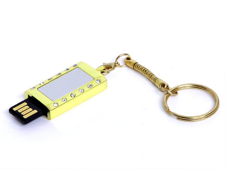 USB 2.0- флешка на 8 Гб Кулон с кристаллами и мини чипом